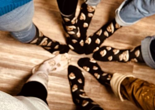 Office staff's matching socks